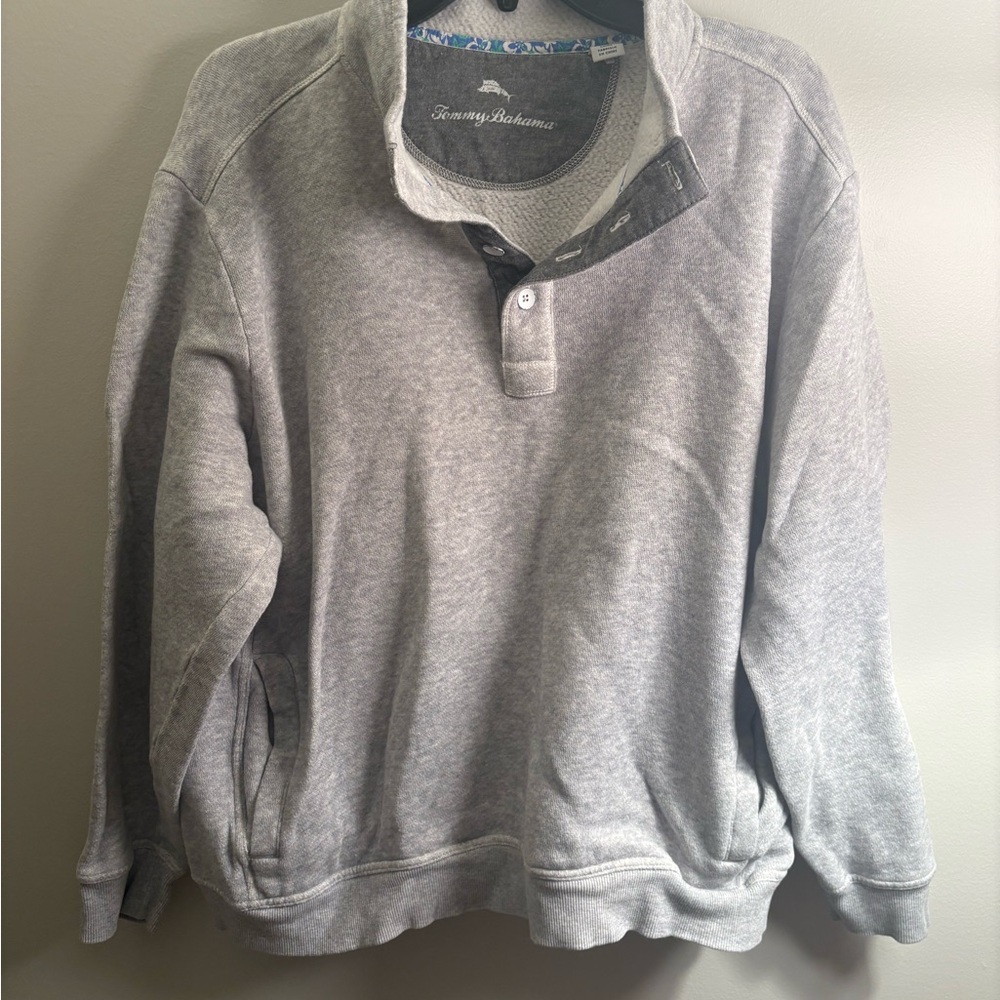 Men’s Tommy Bahama Gray Quarter-Zip Pullover Sweater - X-Large